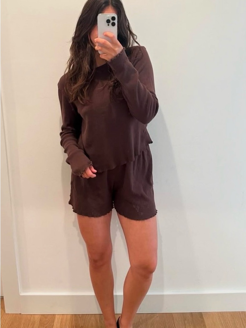 Women's Brown Pointelle Short - All The Babies